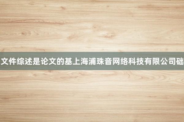 文件综述是论文的基上海浦珠音网络科技有限公司础
